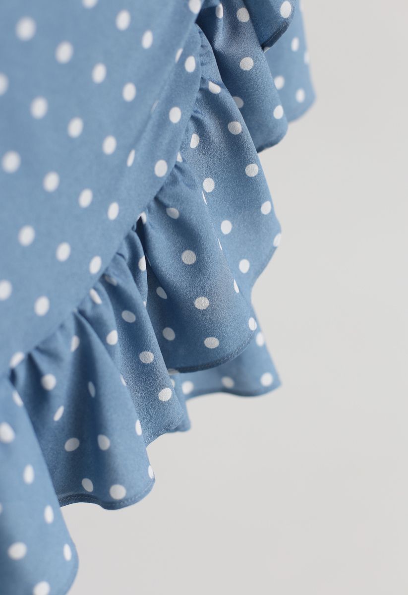 Robe à volants Deep Dream of Polka Dots en bleu