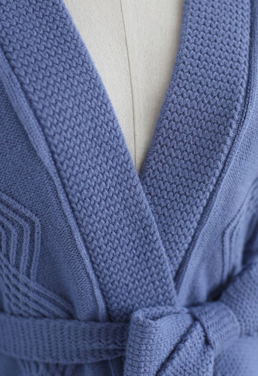 Cardigan tendrement chaud en maille torsadée bleu poudré