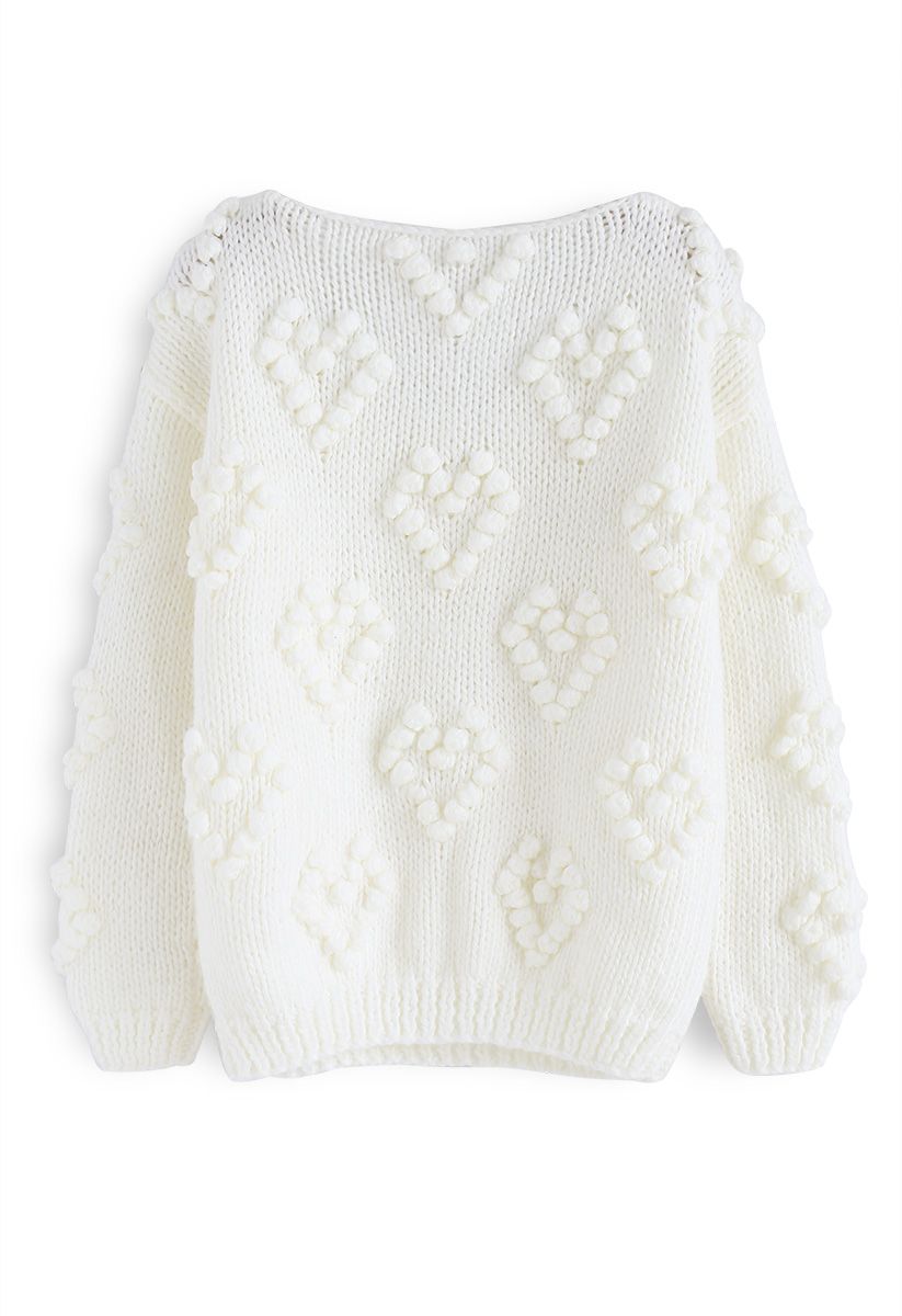 Pull tricoté col en V couleur blanc