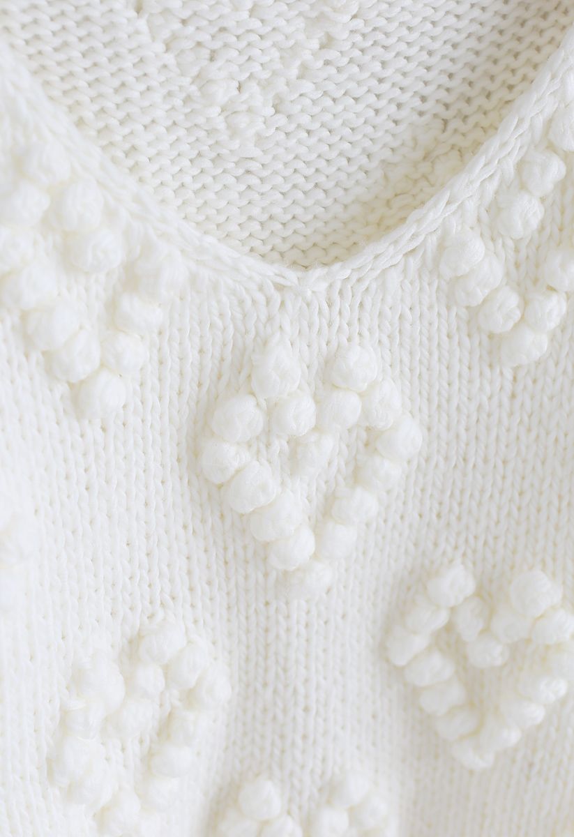 Pull tricoté col en V couleur blanc