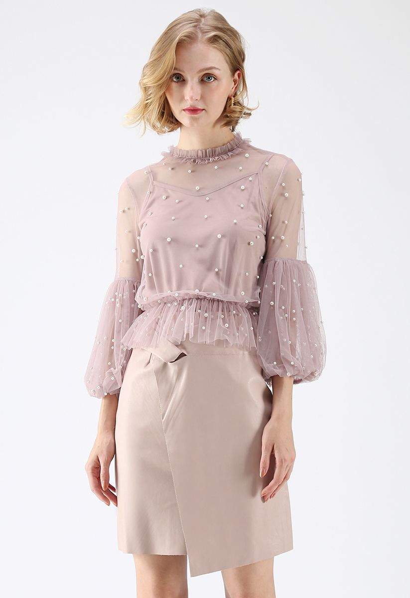 Pearly in Love - Top en maille péplum - Rose