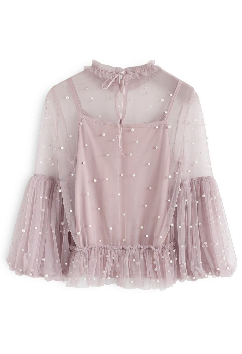 Pearly in Love - Top en maille péplum - Rose