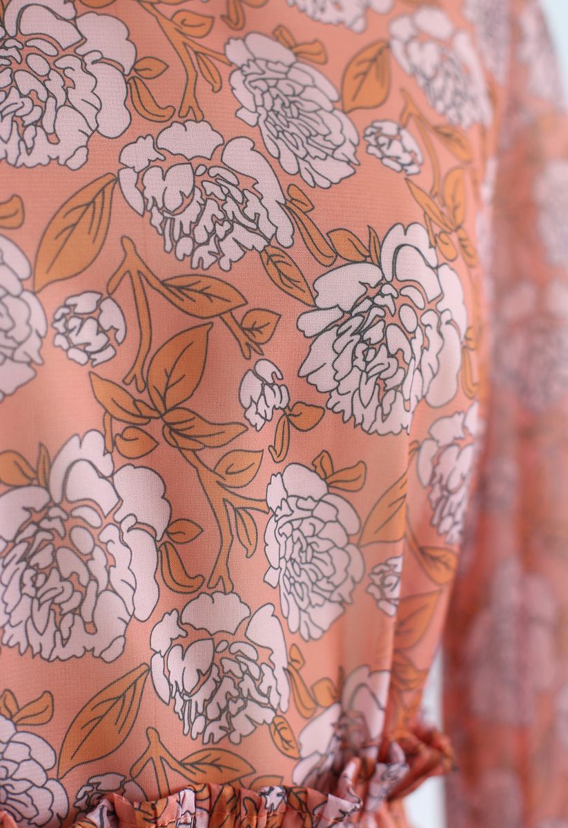 Ensemble haut et jupe-short en mousseline à fleurs Brilliance orange