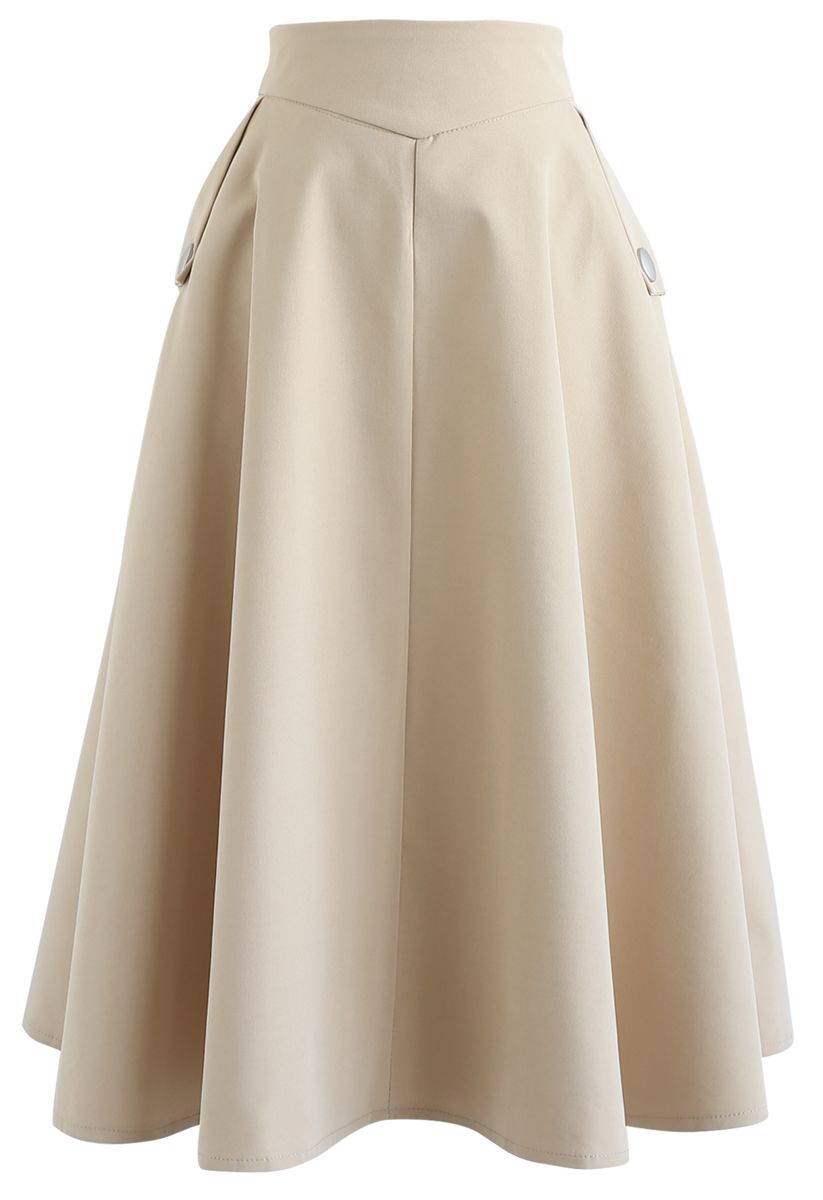 Jupe mi-longue Classic Simplicity A-Line en beige clair