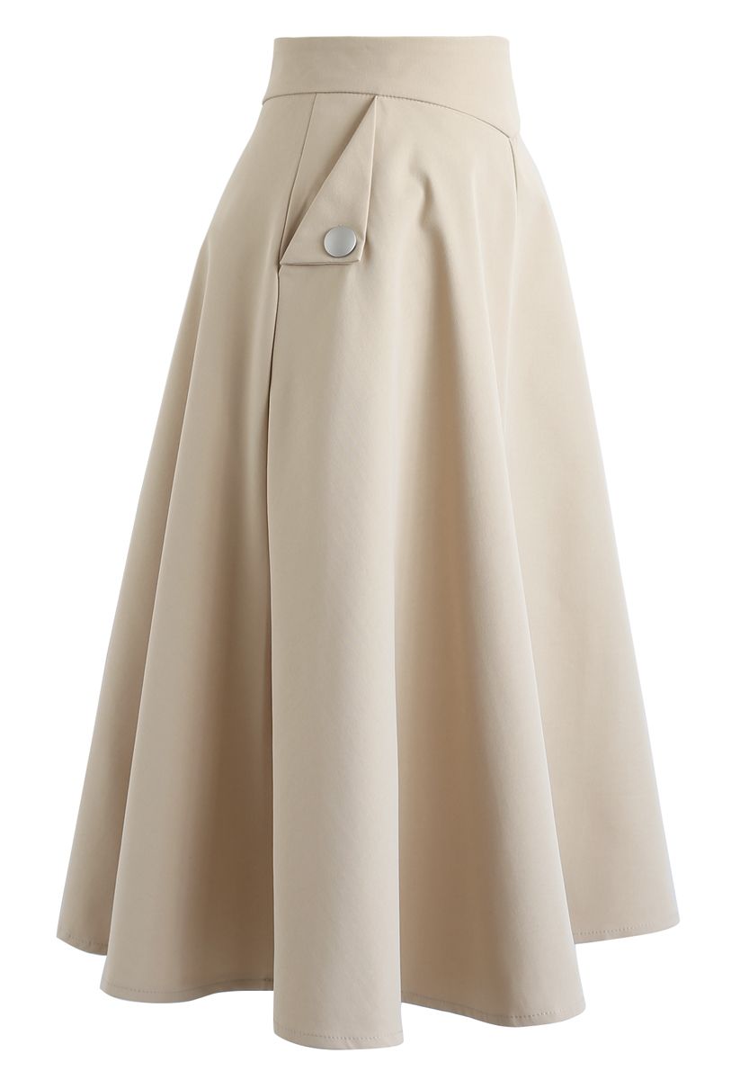 Jupe mi-longue Classic Simplicity A-Line en beige clair