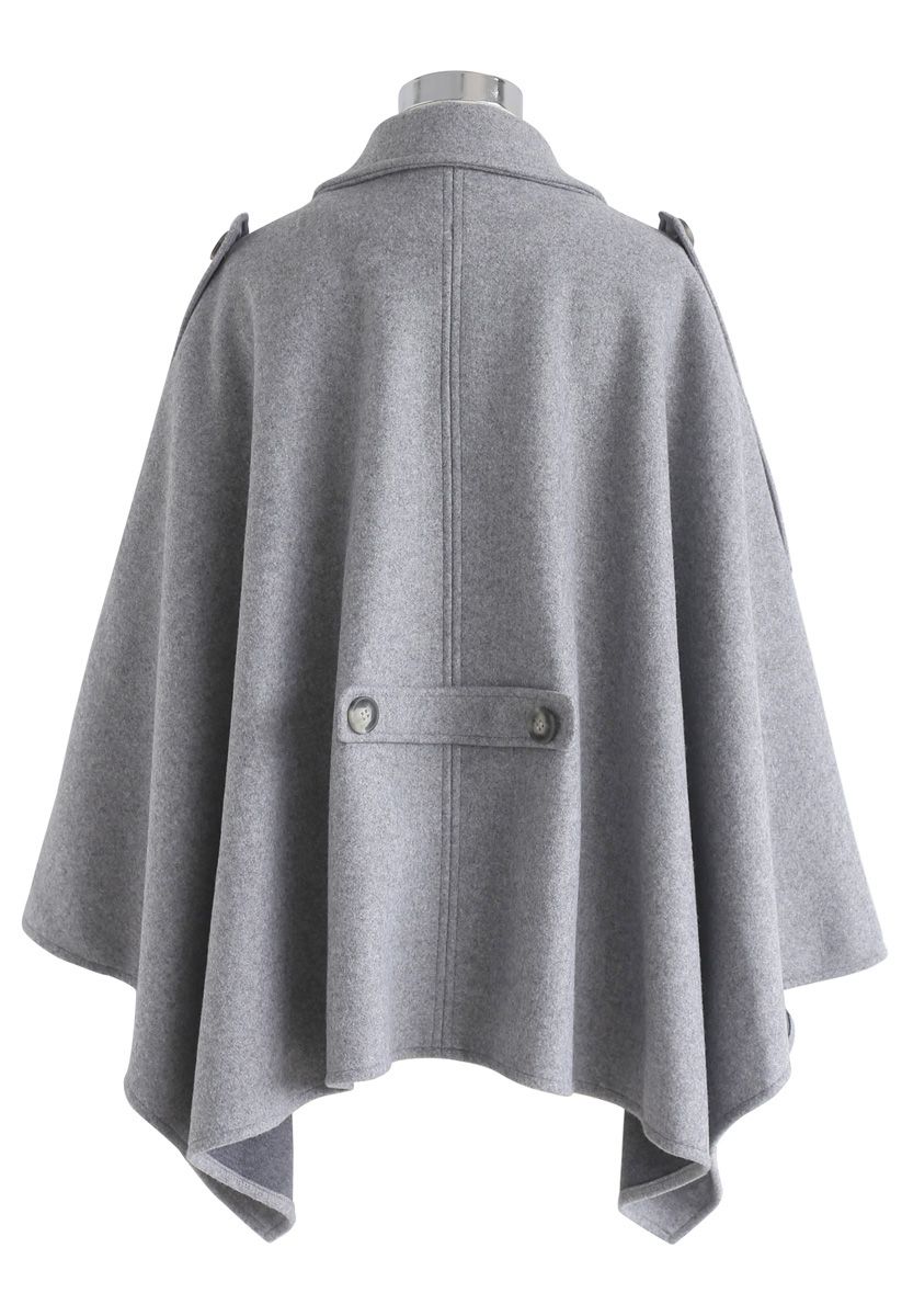Manteau cape Just for Your Tenderness en gris