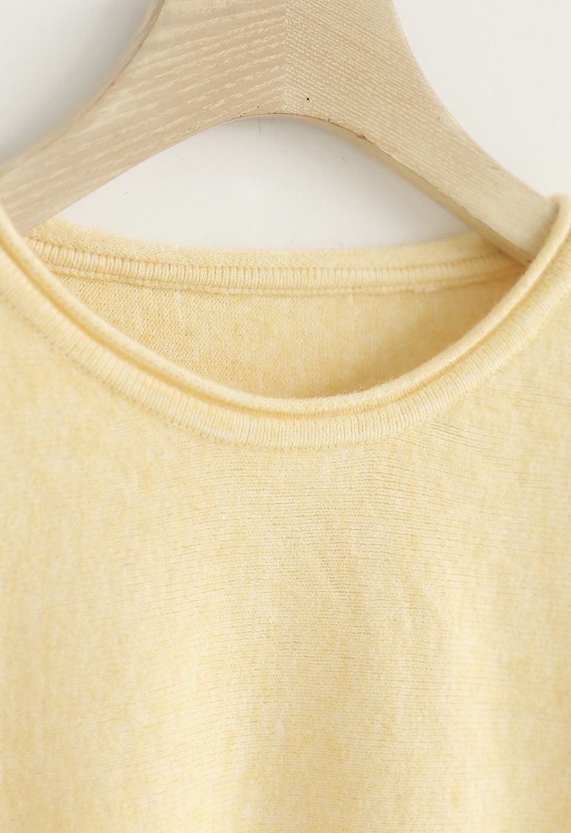 Pull en tricot Dreamy Macaron avec bulles et manches jaunes