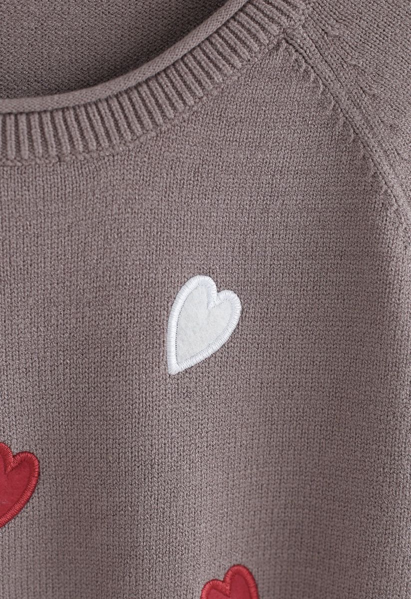 L'amour est tout chérie haut en tricot en taupe