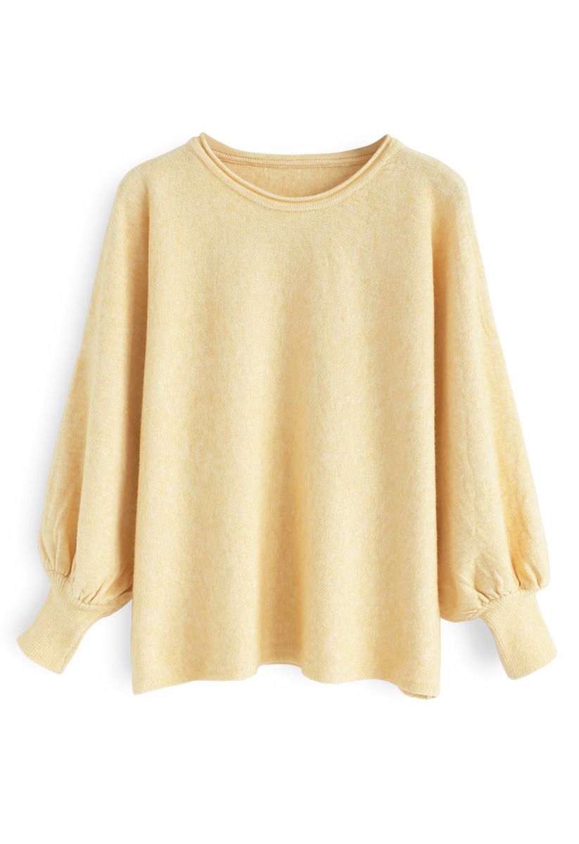 Pull en tricot Dreamy Macaron avec bulles et manches jaunes