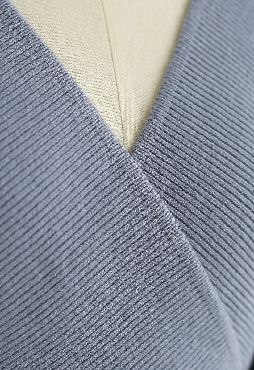Robe en maille drapée Modern Allure en bleu poussiéreux