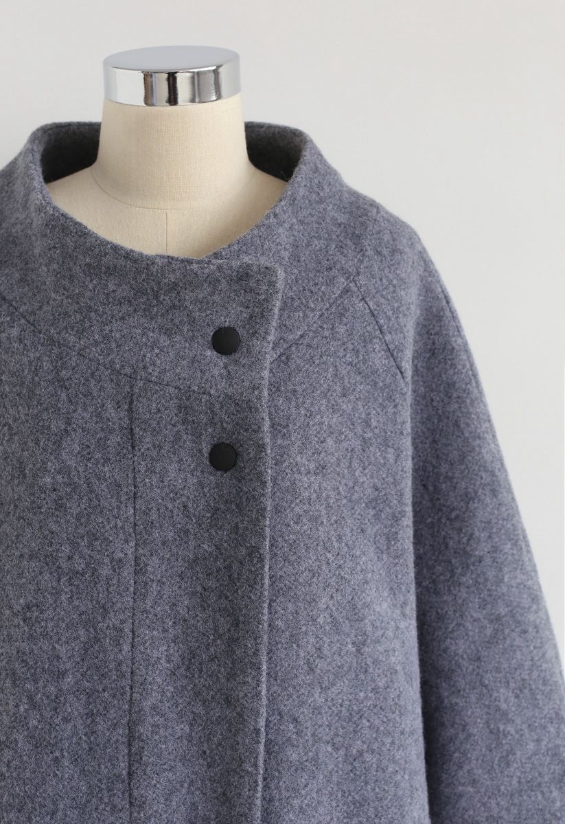 Je veux tout manteau long en laine mélangée gris