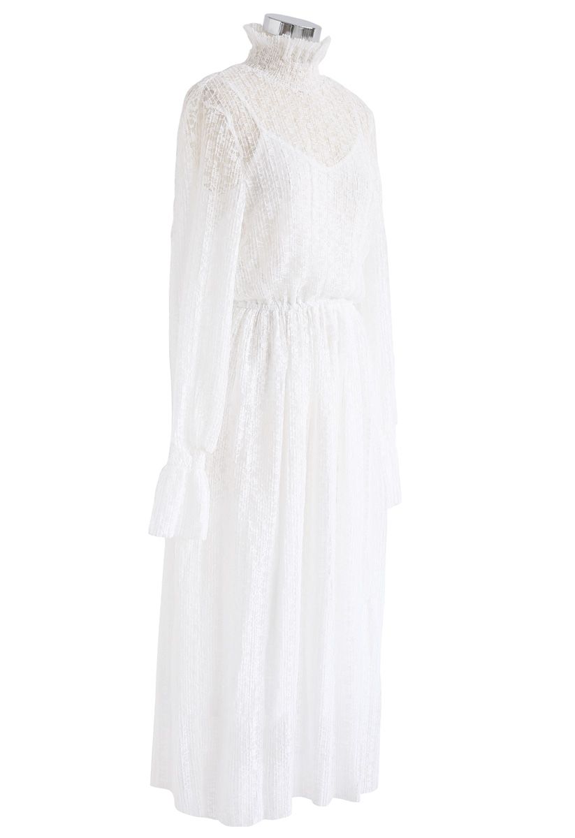 Destination pour la robe en dentelle plissée Romance en blanc