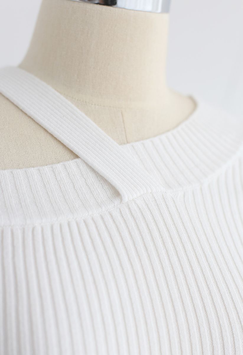 Haut en tricot à une épaule Coming Back en blanc