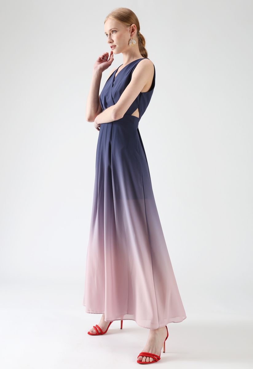 Gradient Revelry Maxi Dress sans manches en violet