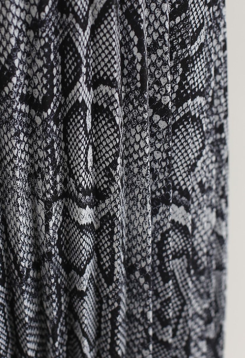 Jupe plissée à motif peau de serpent In the Wild en noir