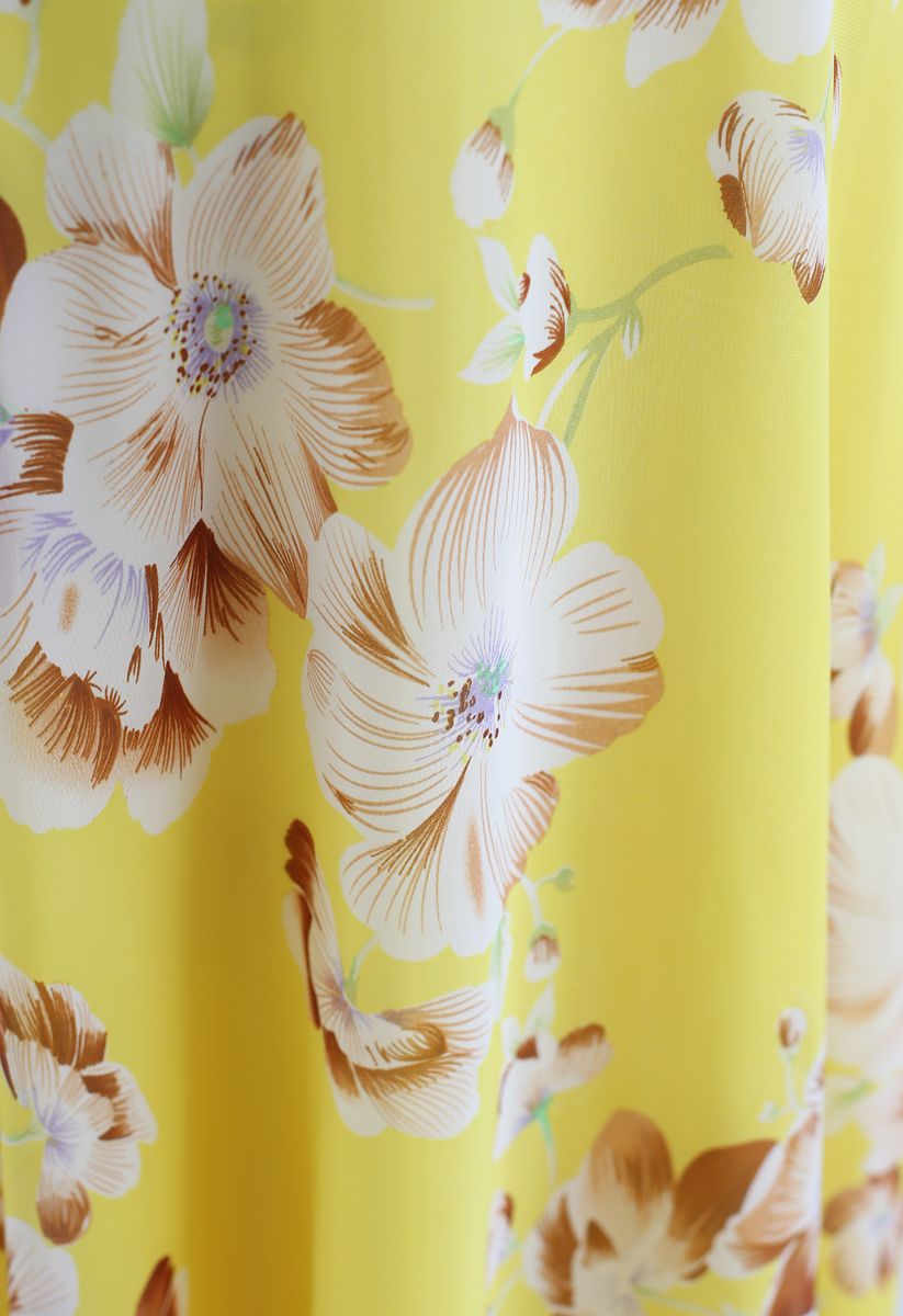 Sweet Surrender - Robe en mousseline à fleurs en jaune