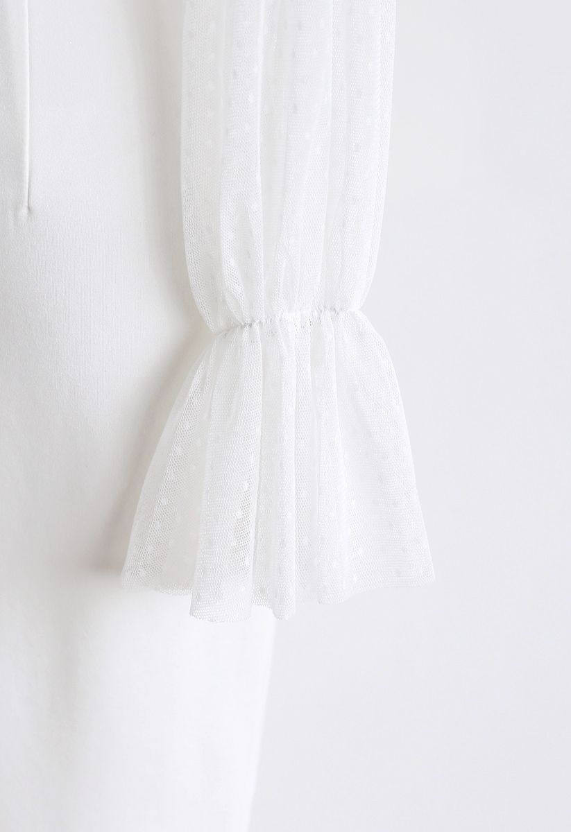Charmante robe en maille d'épissure sirène en blanc