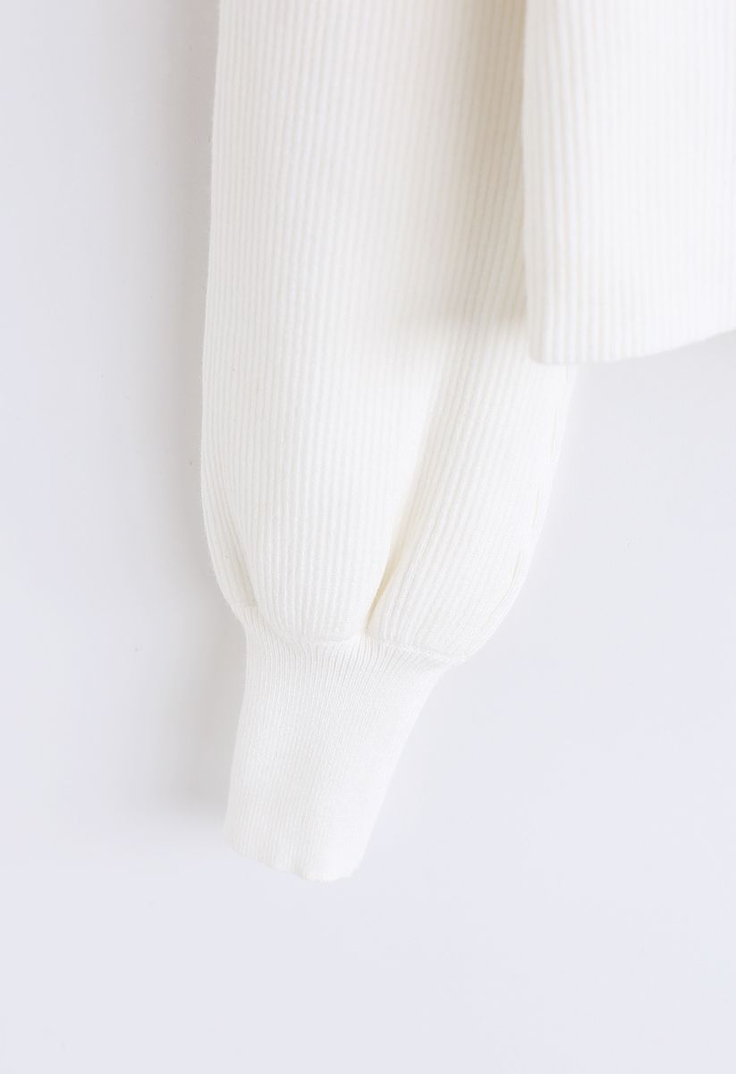 Haut en tricot à encolure carrée en blanc