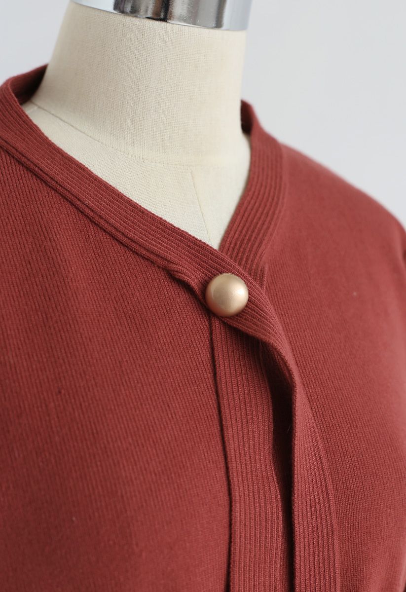 Robe mi-longue en maille plissée à cordon de serrage et manches bouffantes en rouge