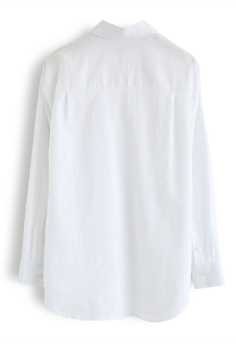 Chemise boutonnée à manches longues en blanc