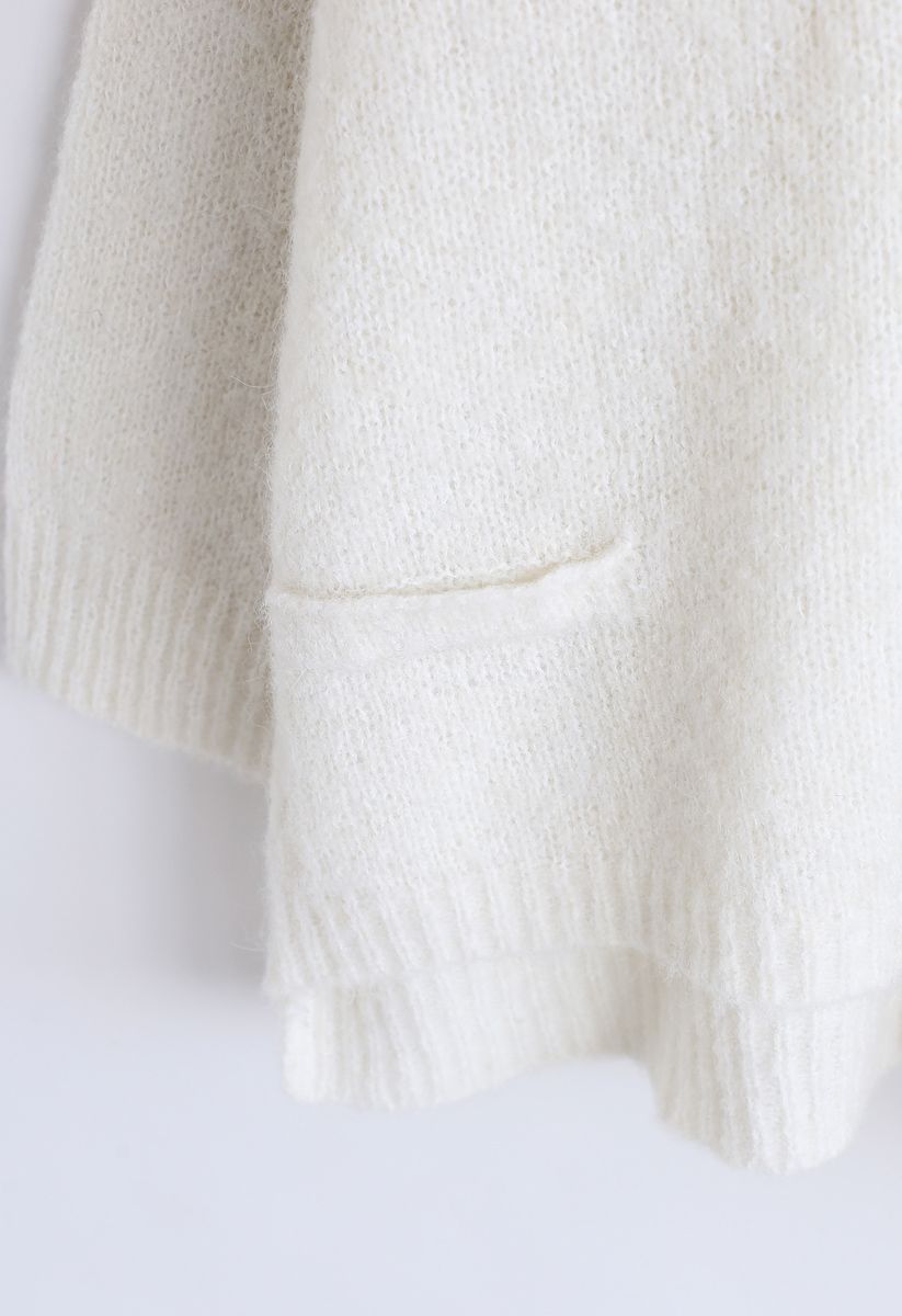 Pull en tricot surdimensionné à ourlet Hi-Lo en blanc