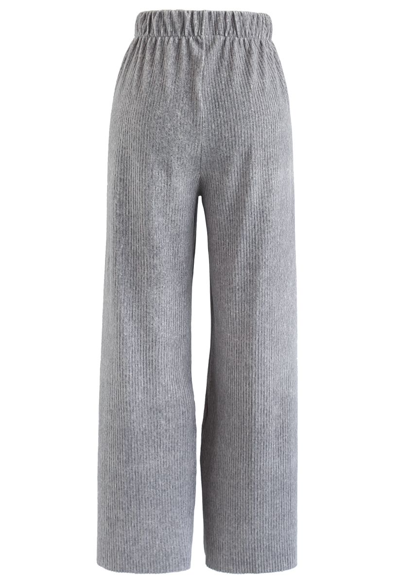 Pantalon large en velours côtelé gris