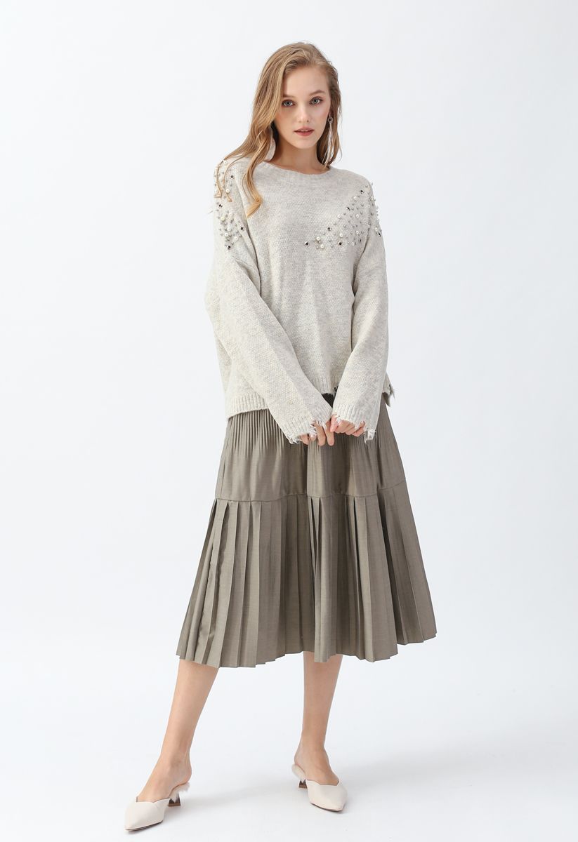 Pull en tricot oversize à ourlet brut Pearls and Beads