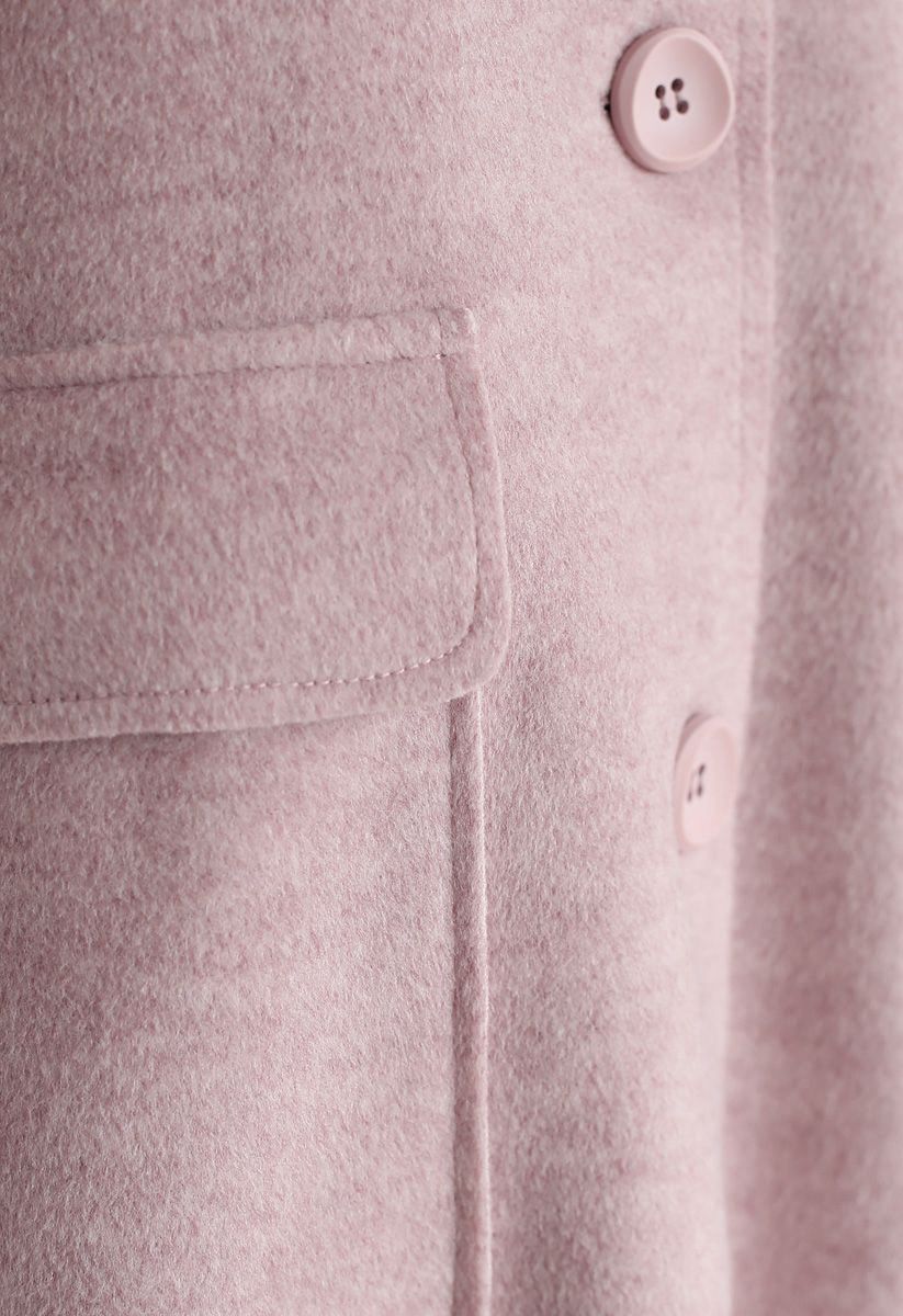 Robe manteau évasée avec poches boutonnées en rose