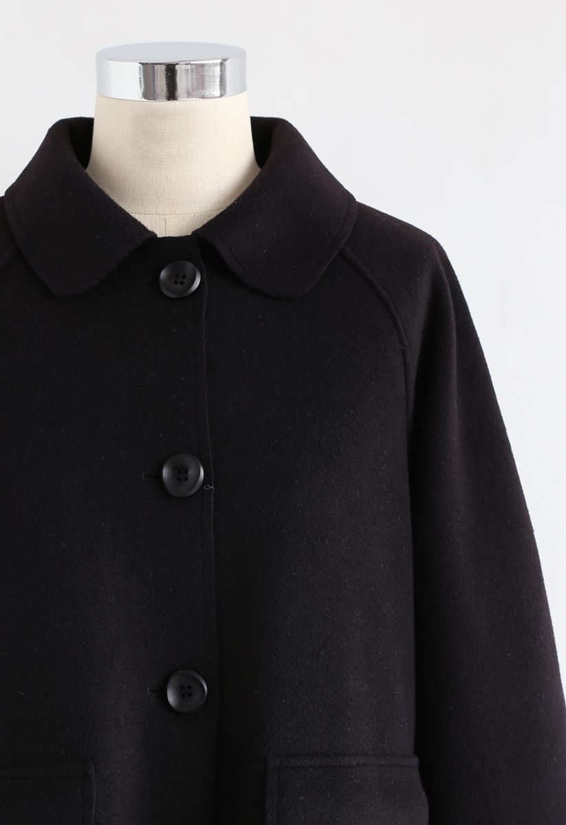 Robe manteau évasée avec poches boutonnées en noir