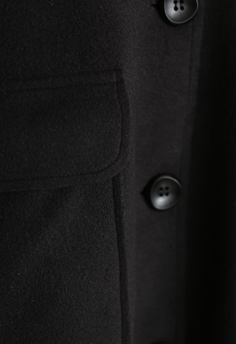 Robe manteau évasée avec poches boutonnées en noir