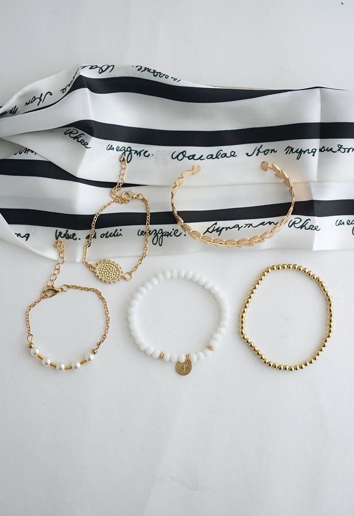 5 paquets de bracelets en perles de métal
