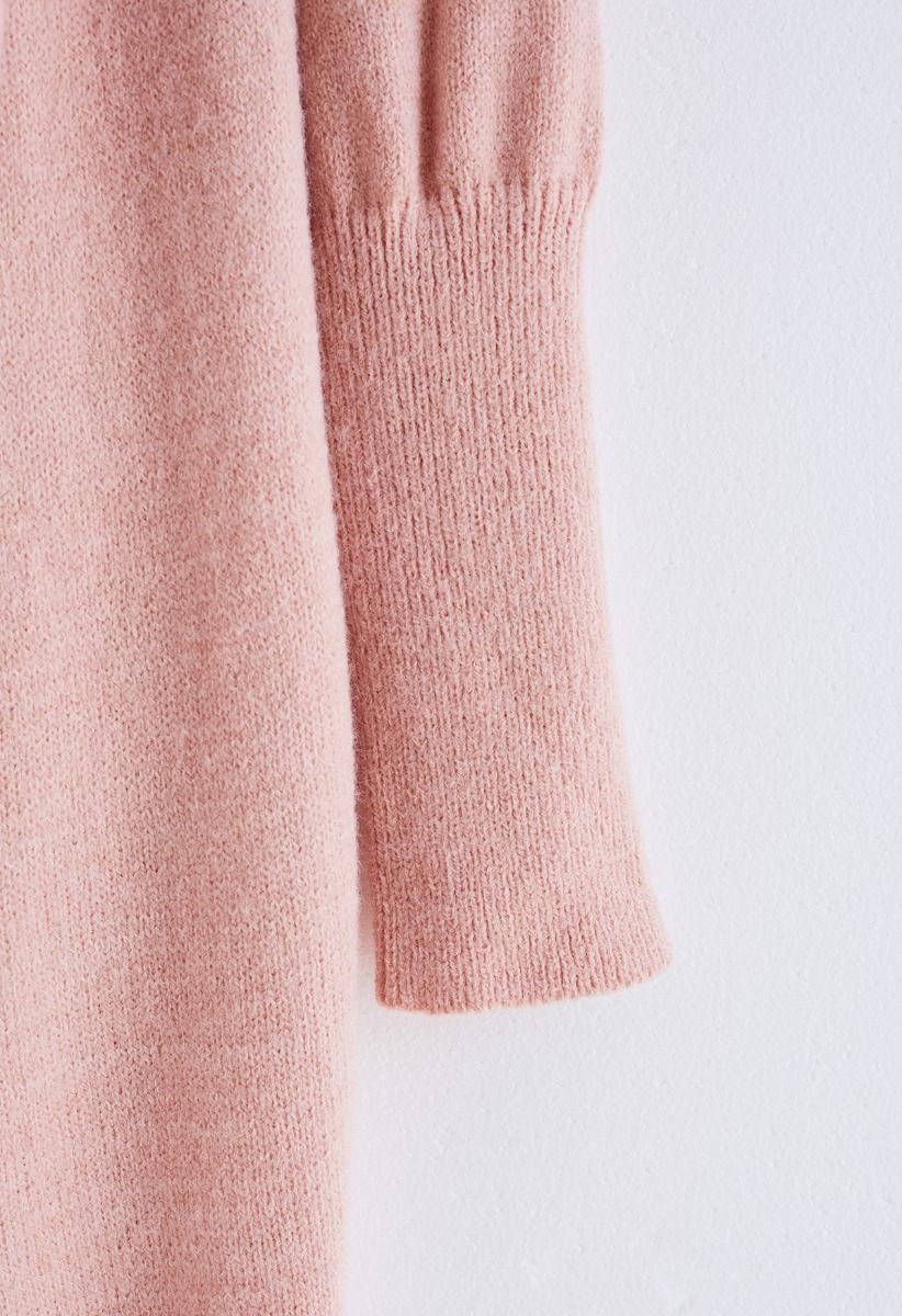 Cardigan long en tricot cascade en rose