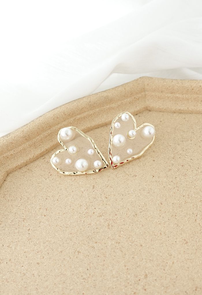 Boucles d'oreilles cœur ornées de perles
