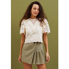 Lily Crochet Lace Crop Top in Cream