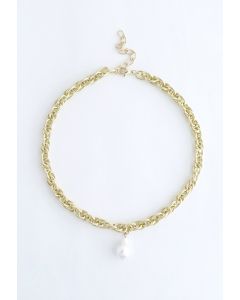 Collier à chaîne torsadée avec perles en forme de larme