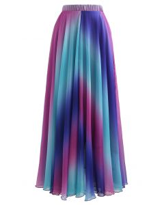 Jupe longue en mousseline tie dye en violet
