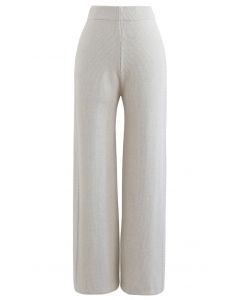 Double Braids Knit Straight Leg Pants in Sand