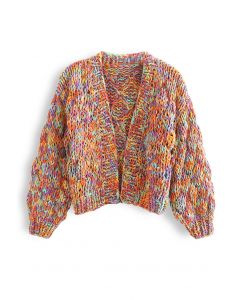 Cardigan court en tricot épais coloré