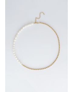 Collier de perles chaîne dorée