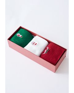 Coffret Cadeau Chaussettes Brodées Père Noël