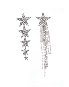 Boucles d'oreilles pendantes diamant Star World asymétriques