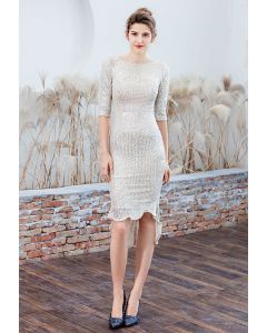 Shiny Full Sequins Trumpet Dress in Silver