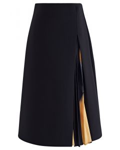 Tie Dye Pleated Spliced Midi Skirt