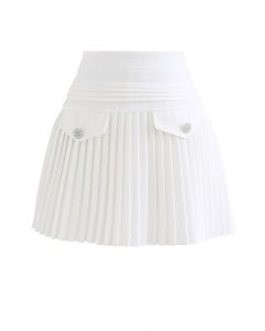 Mini jupe plissée en cristal éblouissant en blanc