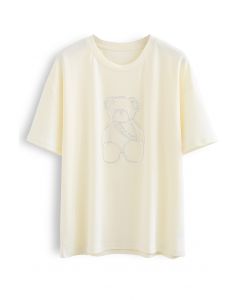 T-shirt Teddy Bear perlé en jaune clair