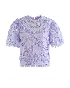 Blooming Lily - Crop Top Crochet Complet en Violet