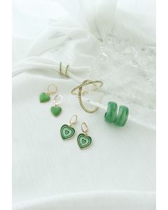 5 Paires Boucles d'Oreilles en Cristal Vert Jade
