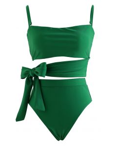 Ensemble de bikini à nœud papillon vert vintage