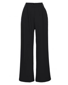 Pantalon large à taille découpée en noir