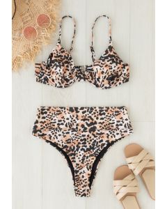 Ensemble de bikini taille haute bustier imprimé léopard